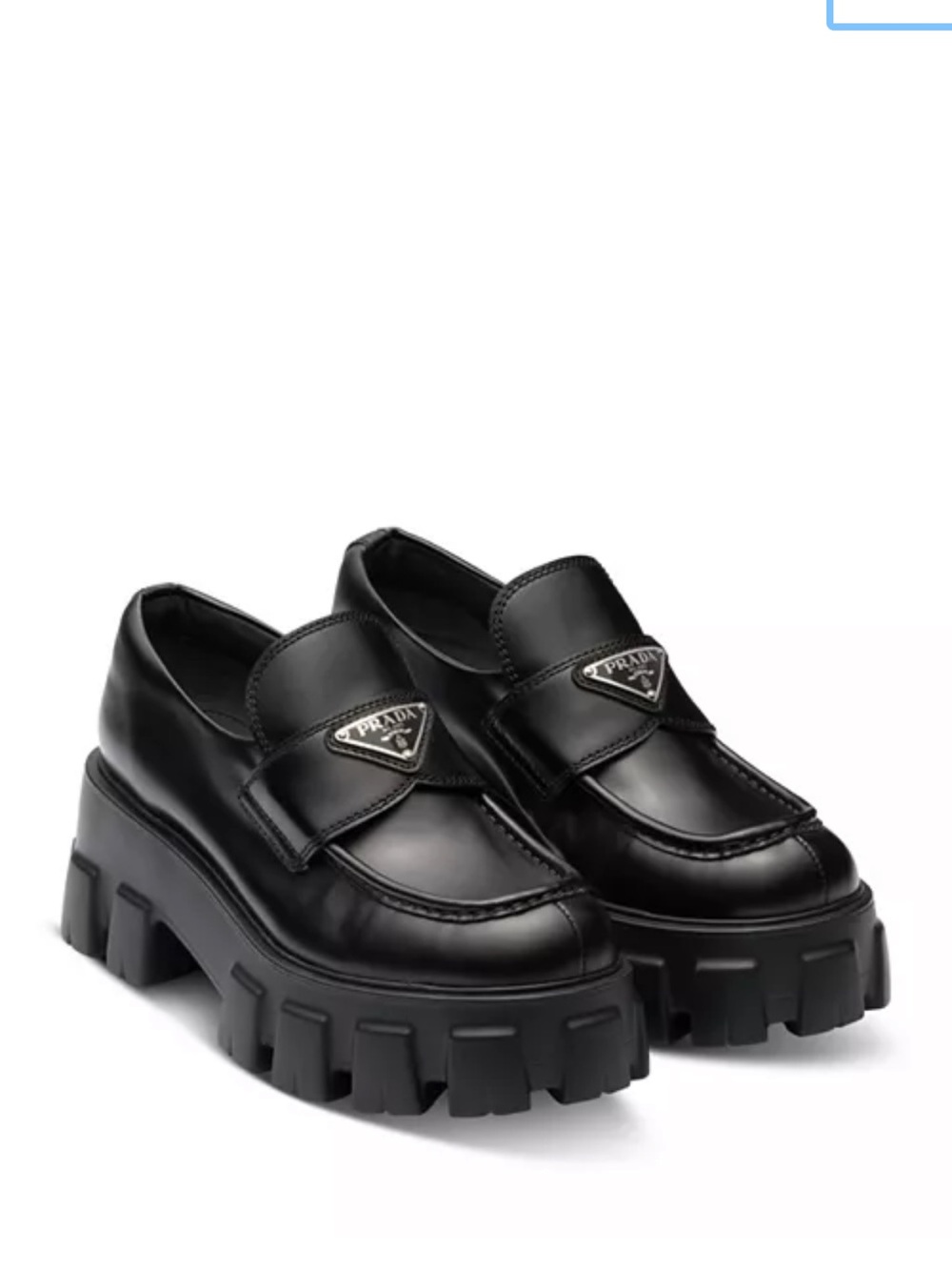 Prada Women's Brushed Leather Monolith Loafers like new